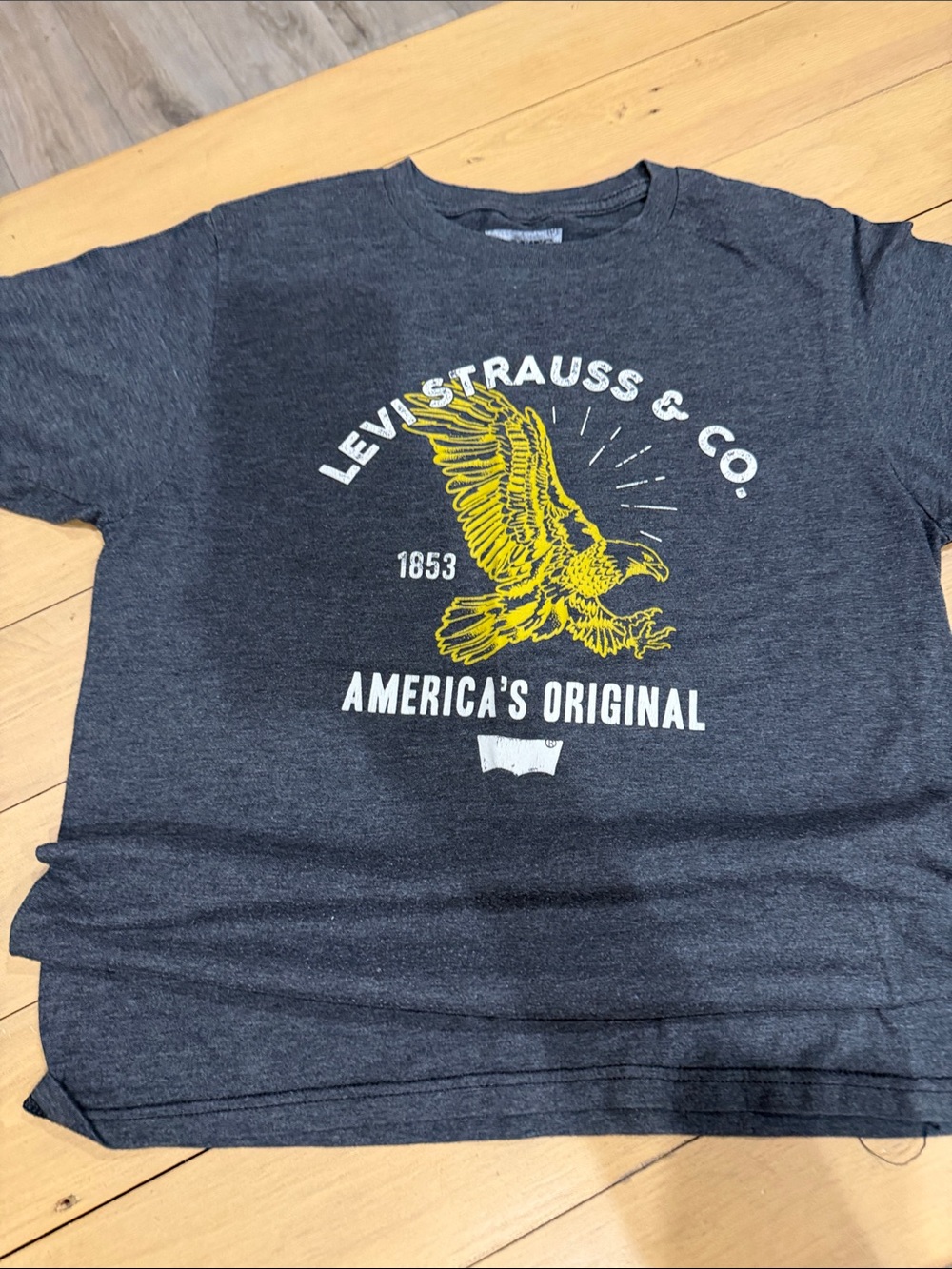 Levi's Charcoal Heather Tee with Yellow Eagle Graphic